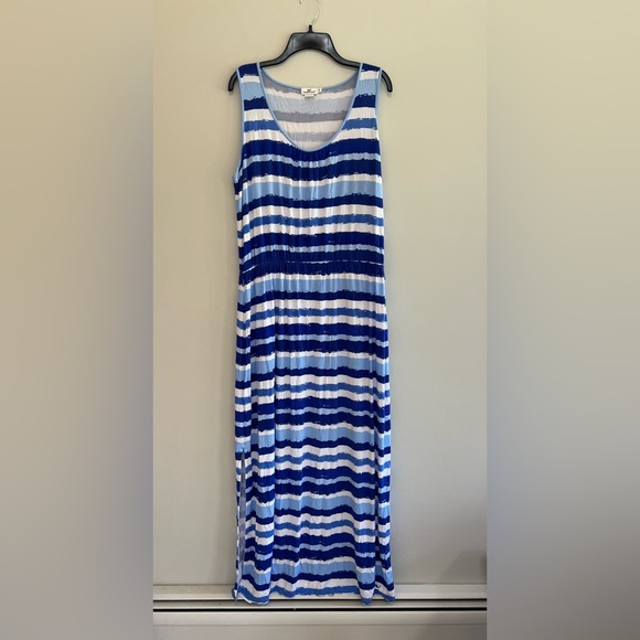 Vineyard Vines Stretch Jersey Maxi Tank Blue and White Striped Dress, size XL - Picture 1 of 10